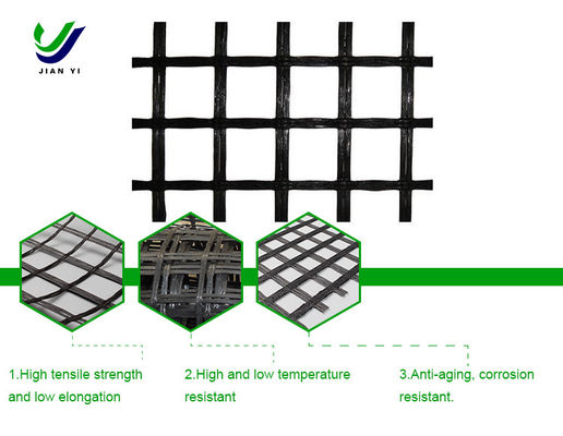 Tăng cường đường sắt thủy tinh sợi Geogrid chống ăn mòn 25-120 KN/m
