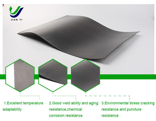HDPE Geomembrane mịn với khả năng chống hóa học tuyệt vời cho chống rò rỉ trong bãi rác và nuôi trồng nông nghiệp