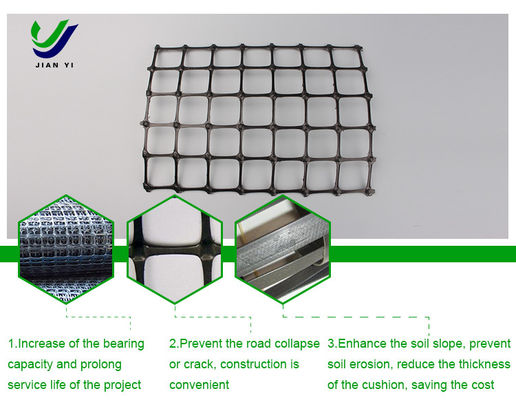 Đường đệm gia cố Bi-axia Plastic Geogrid kháng axit và kiềm 15 ~ 50KN / m