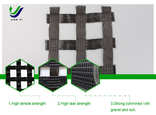 Đường cao tốc Warp đan polyester Geogrid 1-6m Trong đất mềm điều trị nền tảng