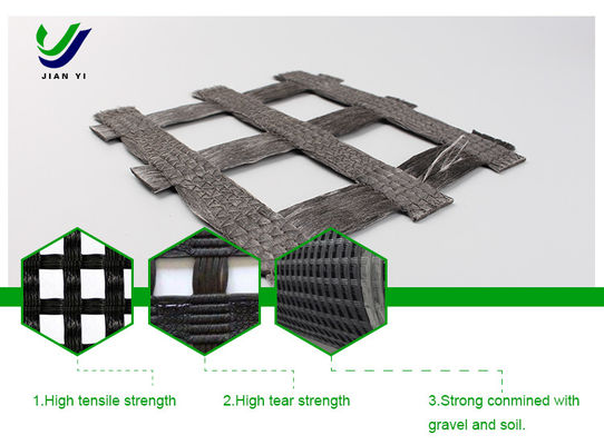 High Strength Warp Knitted Polyester Geogrid với High Modulus Anti Aging
