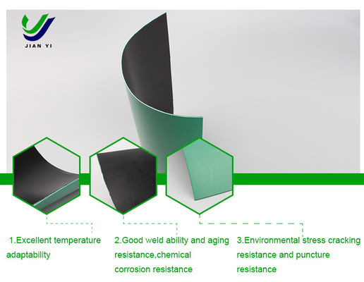 HDPE tùy chỉnh Đen / Xanh hai màu Geomembrane mịn mượt thẩm mỹ và bền cho các ứng dụng công nghiệp cảnh quan