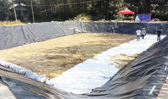 Đường viền mặt bằng HDPE chống rò rỉ Đối với dự án nông nghiệp Lớp lót ao cá Chiều rộng 1m-9m Chiều dài 30-100m Độ dày> 0.5mm