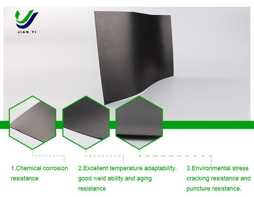 Màng địa kỹ thuật HDPE trơn siêu thấm thấp với khả năng kháng hóa chất và độ giãn dài 700% cho ao chứa bùn thải mỏ