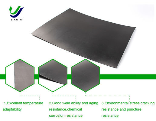 HDPE bền Geomembrane mịn cho dự án chống rò rỉ hồ nhân tạo Độ bền phá vỡ 20-80N / mm Chiều dài khi phá vỡ 700%