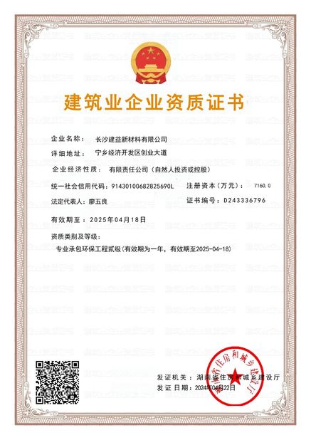 Trung Quốc Changsha Jian-Yi New Material Co., Ltd. Chứng chỉ