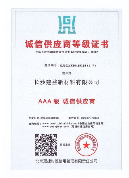 Trung Quốc Changsha Jian-Yi New Material Co., Ltd. Chứng chỉ